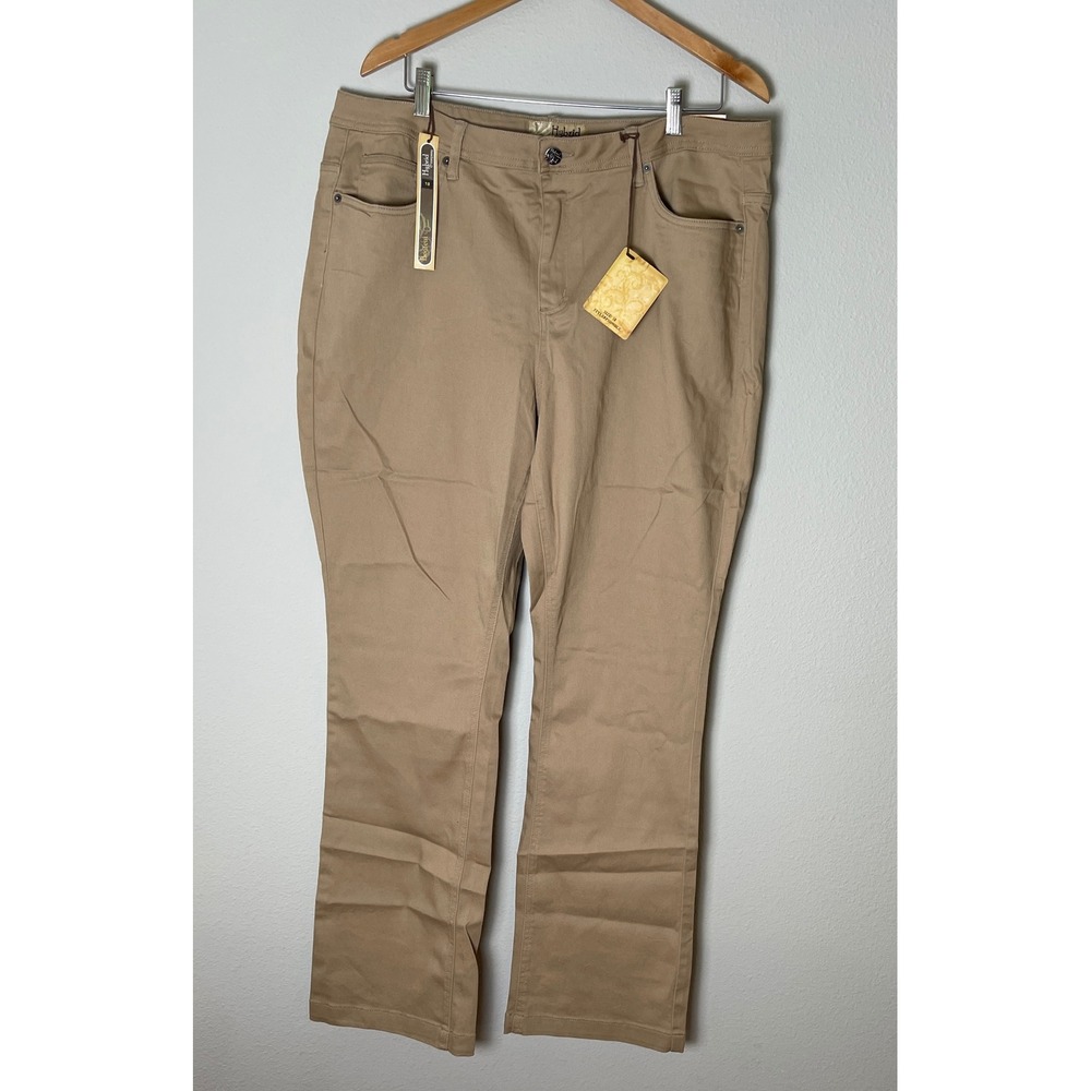 Hybrid & Company Khaki Pants Womens 18 Straight Leg Stretch P31699BLX Tan NWT